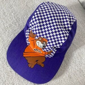 Vintage A&W Purple White Checkered A&W Bear Cap Hat